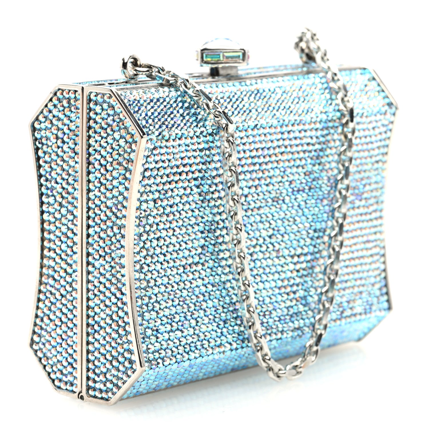 Judith Leiber Swarovski Crystal Minaudiere Clutch Blue 3 of 9