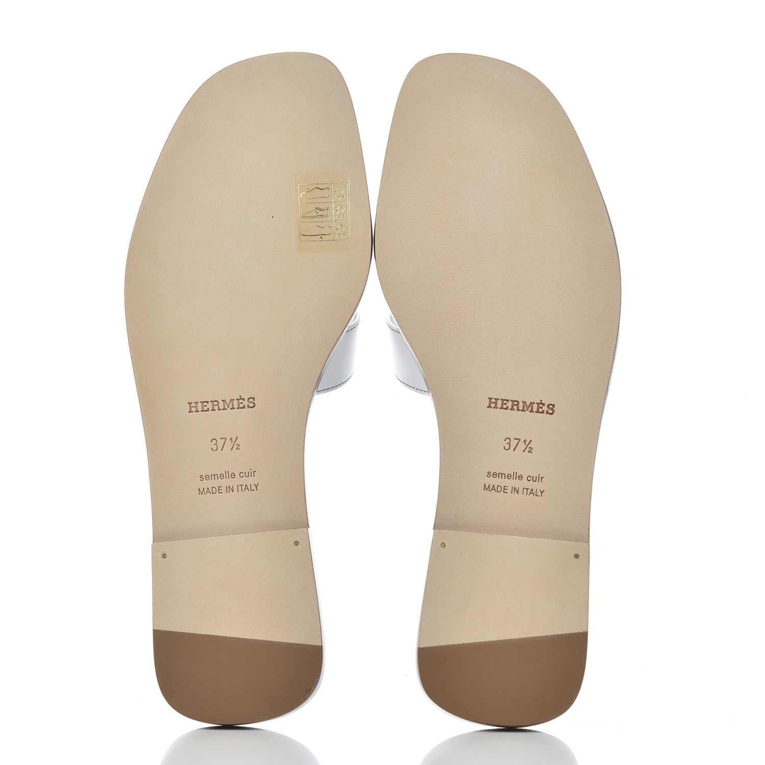 Hermes Box Calfskin Oran Sandals 37.5 White 5 of 9