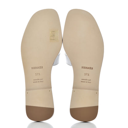 Hermes Box Calfskin Oran Sandals 37.5 White 5 of 9