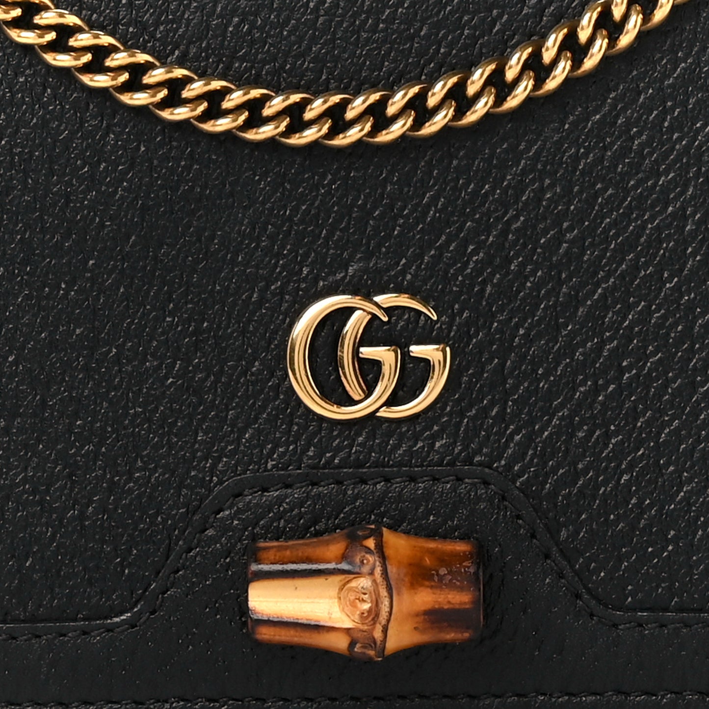 Textured Dollar Calfskin Mini Diana Chain Bag Black