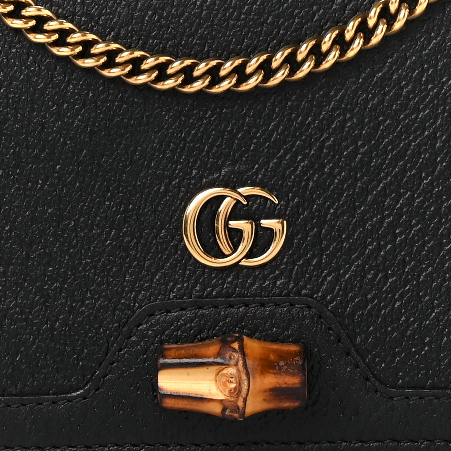 Gucci Textured Dollar Calfskin Mini Diana Chain Bag Black 8 of 11