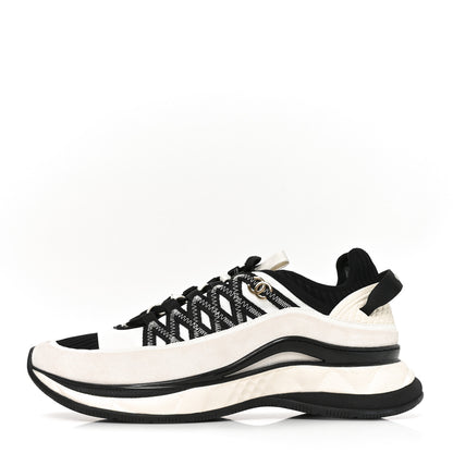 Chanel Fabric Suede Calfskin Sneakers 41 White Black 1 of 9