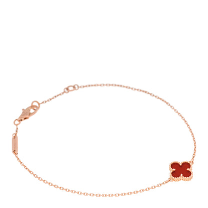 Van Cleef & Arpels 18K Rose Gold Carnelian Sweet Alhambra Bracelet 1 of 5