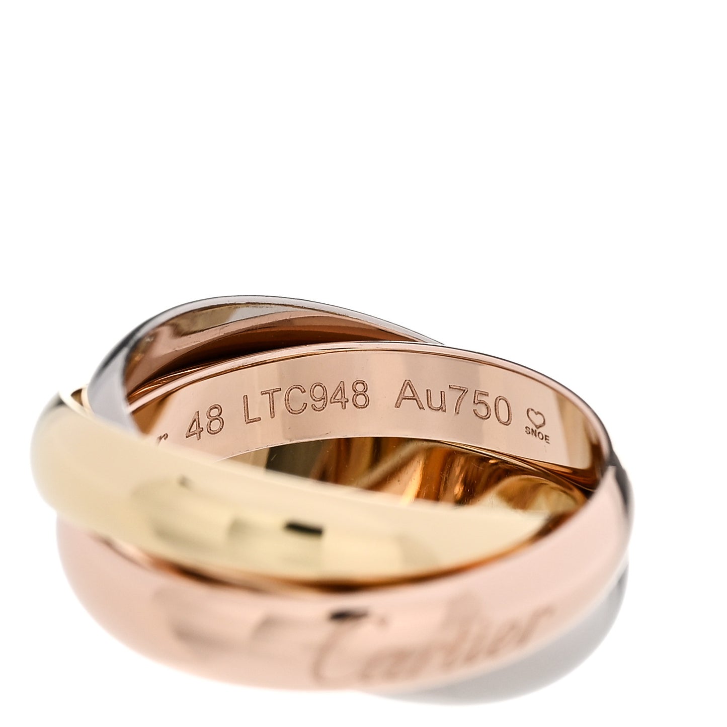 18K Pink Yellow White Gold Classic Trinity Ring 48 4.5