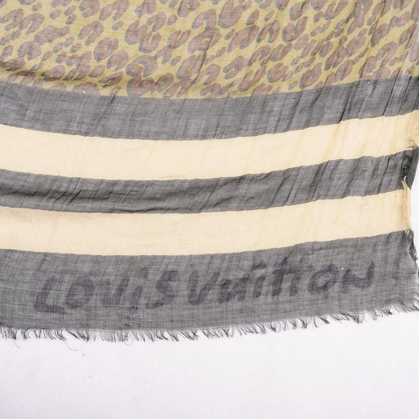 Cashmere Silk Leopard V Stole Kaki Vanilla