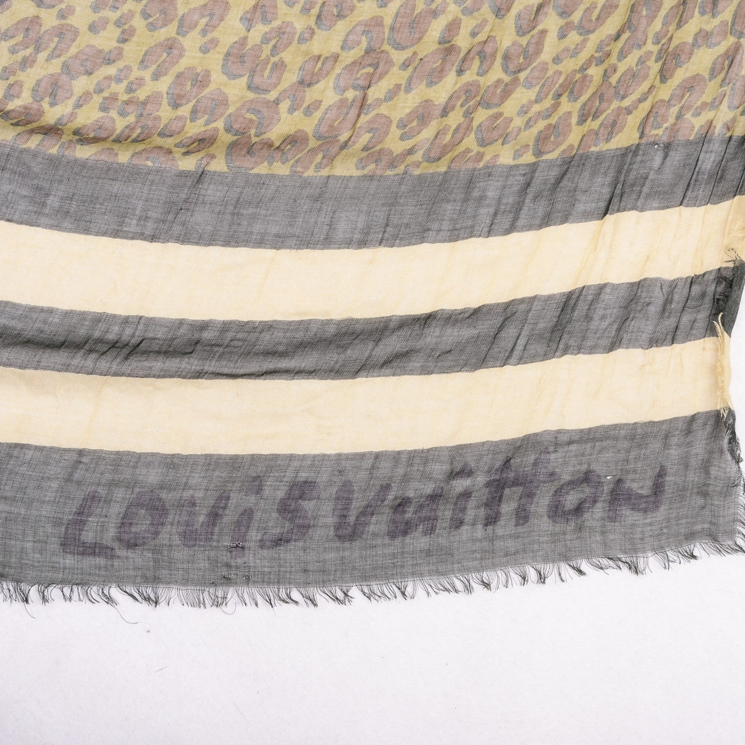 Louis Vuitton Cashmere Silk Leopard V Stole Kaki Vanilla 3 of 7