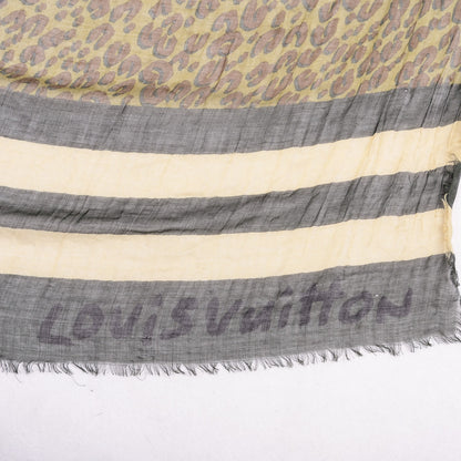 Louis Vuitton Cashmere Silk Leopard V Stole Kaki Vanilla 3 of 7