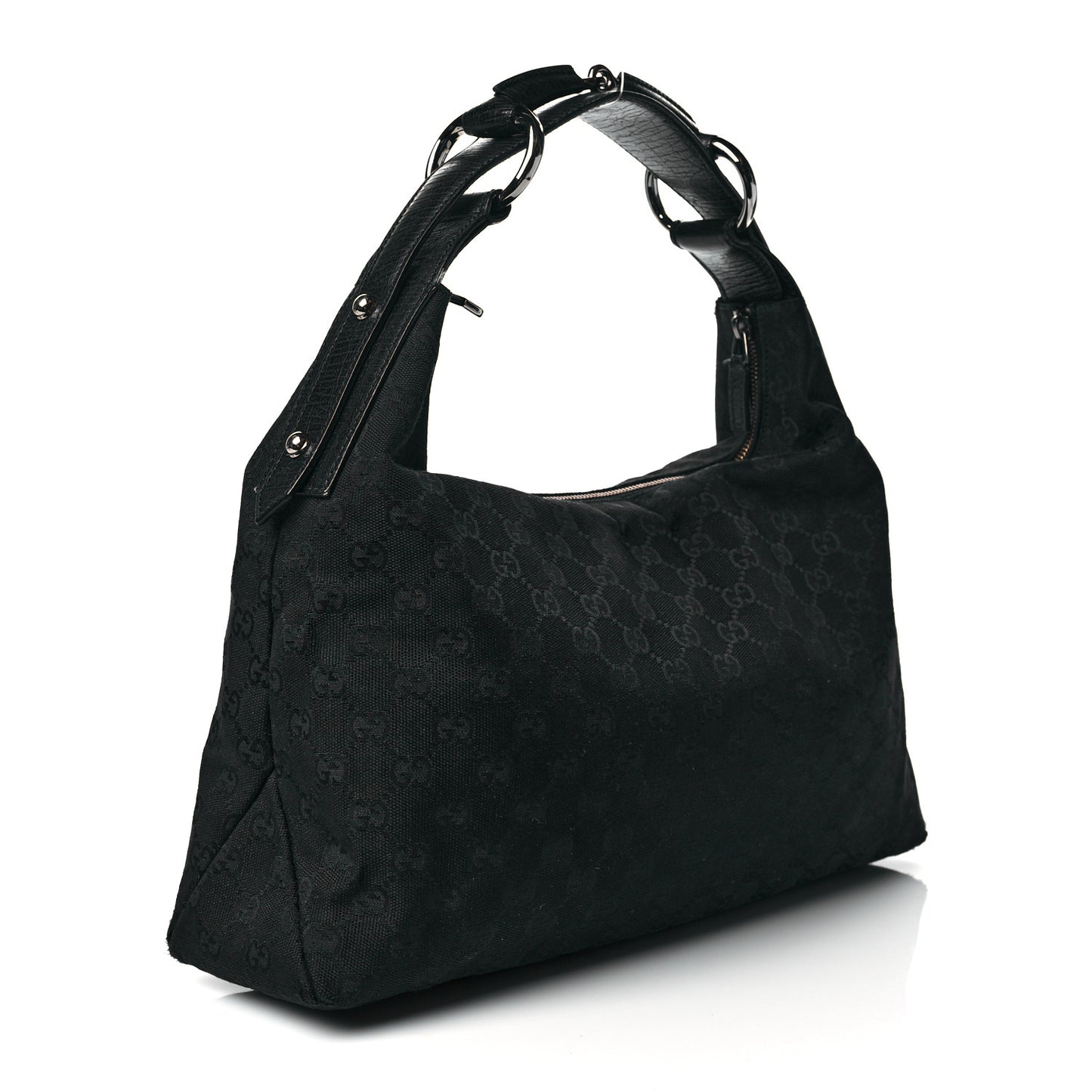 Monogram Medium Horsebit Chain Hobo Black