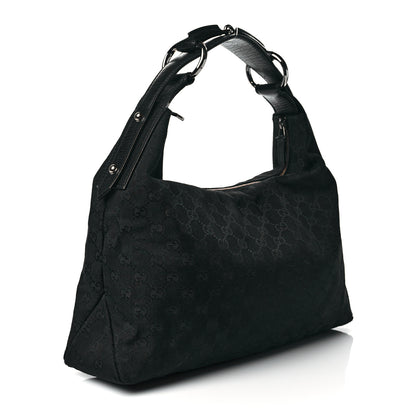 Gucci Monogram Medium Horsebit Chain Hobo Black 2 of 10