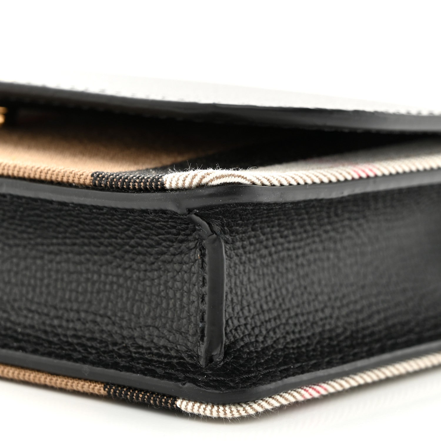 Burberry Grained Calfskin House Check Tartan Mix Hampshire Wallet On Chain Black 9 of 9