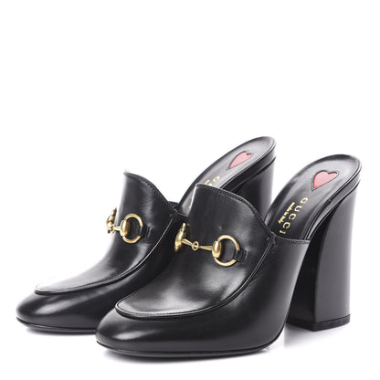 Gucci Malaga Kid Horsebit Princetown High Heel Mules 36 Black 3 of 7