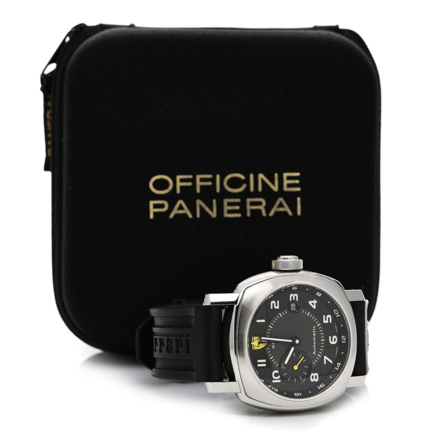 Stainless Steel Rubber 45mm Ferrari GMT Automatic Watch Black FER00009