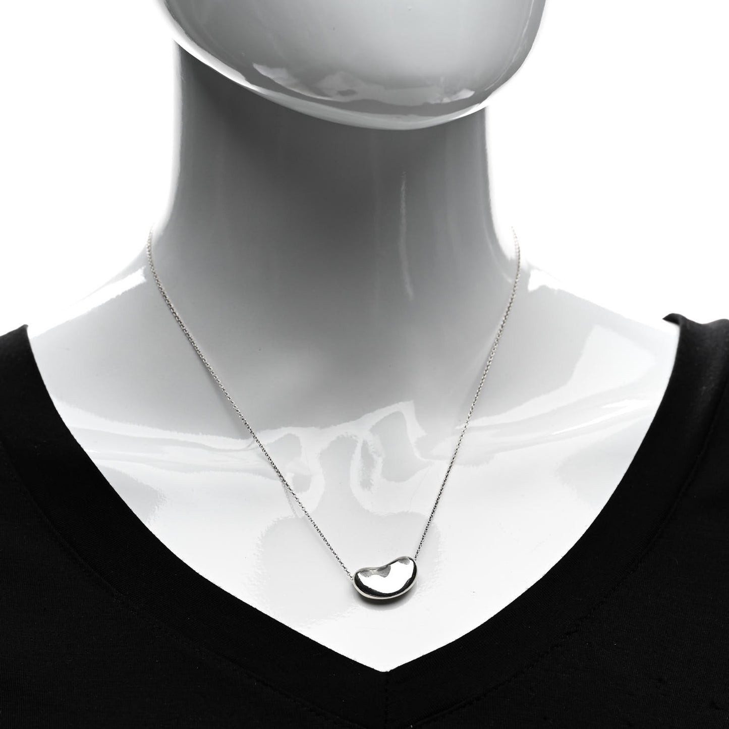 Sterling Silver 18mm Elsa Peretti Bean Pendant Necklace
