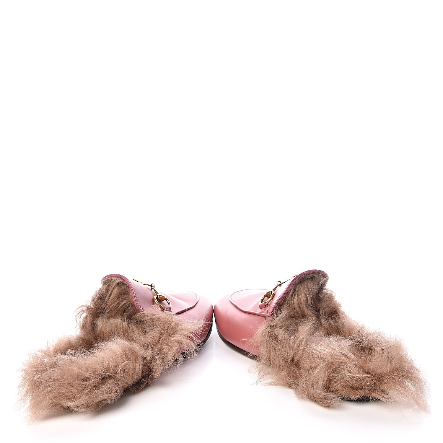 Gucci Calfskin Fur Womens Princetown Slippers 36.5 Lipstick Rose Natural 6 of 12