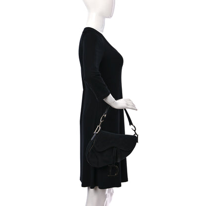 Christian Dior Canvas Patent Calfskin Saddle Bag Black 2 of 17