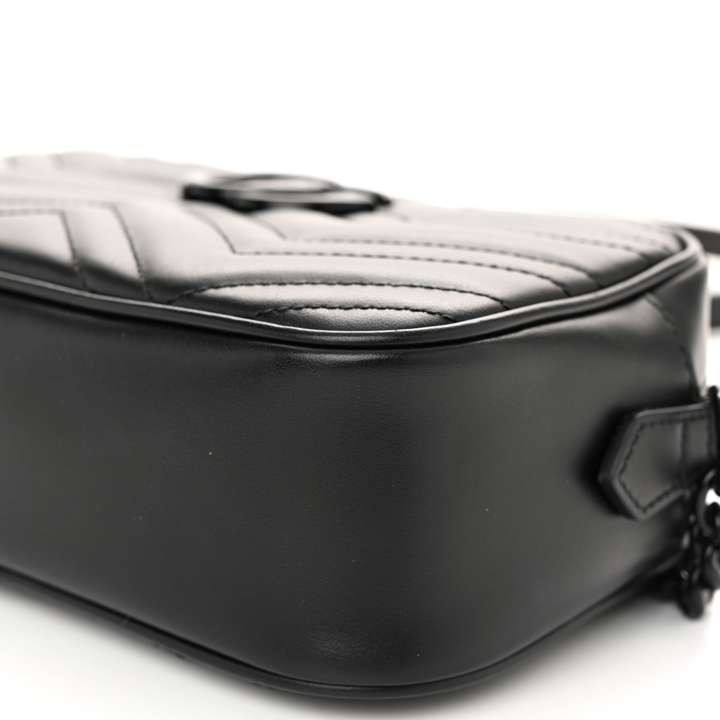 Calfskin Matelasse Monochrome Small GG Marmont Chain Shoulder Bag Black