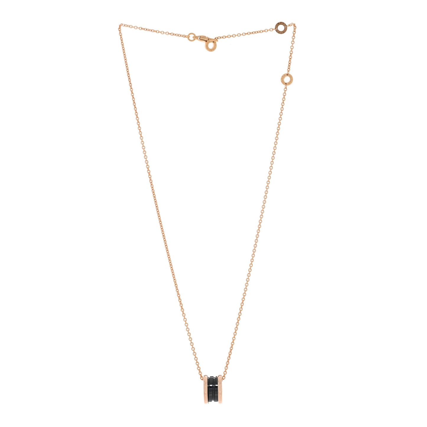 18K Rose Gold Black Ceramic Diamond B.Zero1 Pendant Necklace