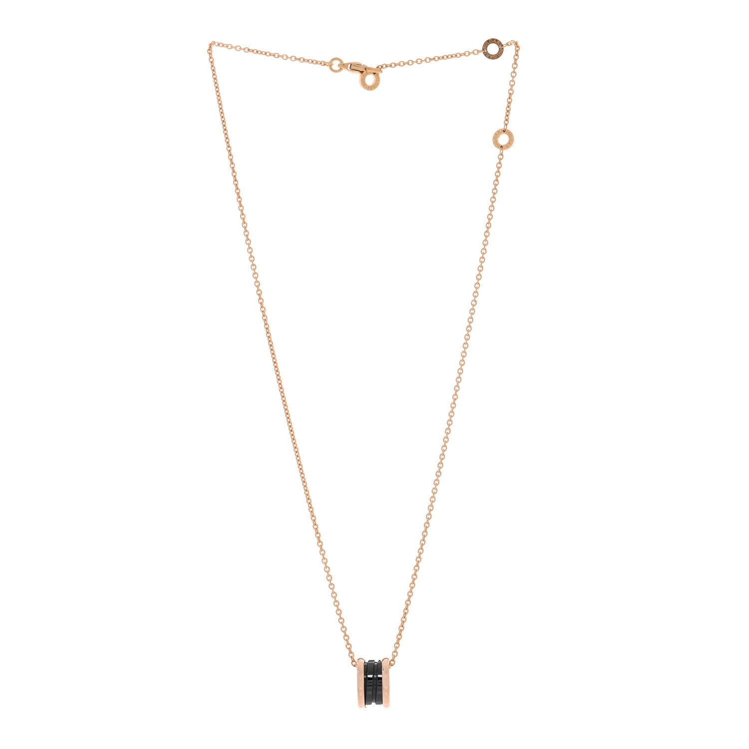 Bulgari 18K Rose Gold Black Ceramic Diamond B.Zero1 Pendant Necklace 3 of 4