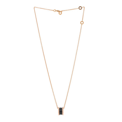 Bulgari 18K Rose Gold Black Ceramic Diamond B.Zero1 Pendant Necklace 3 of 4