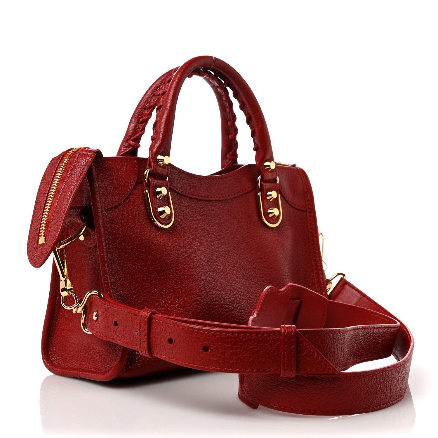 Balenciaga Chevre Gold Metallic Edge Hardware Mini City Rouge Groseille 3 of 9