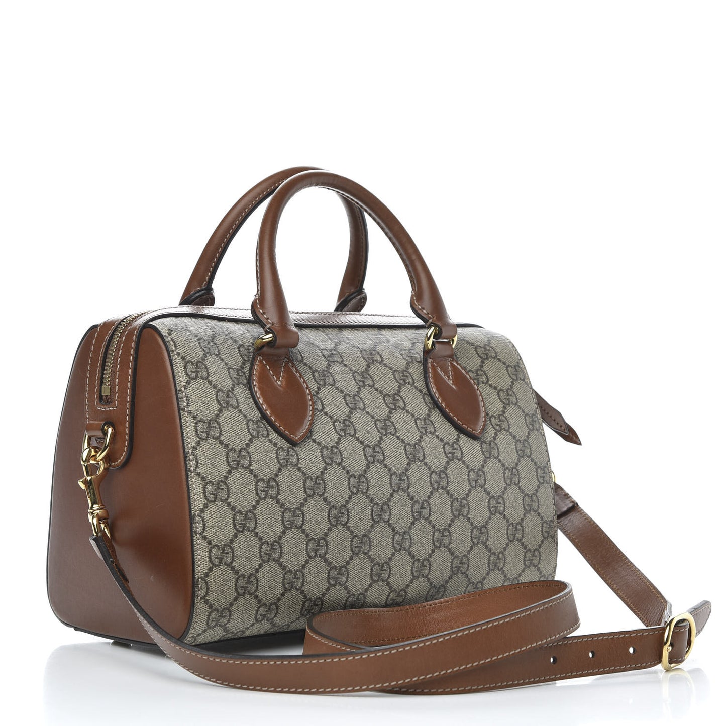 GG Supreme Monogram Cuoio Toscano Small Boston Beige Ebony Cuir