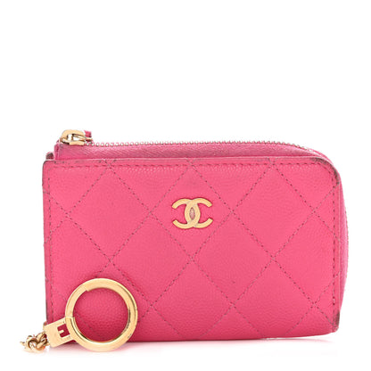 Chanel Caviar Quilted Zipped Key Holder Case Pink 1 of 10