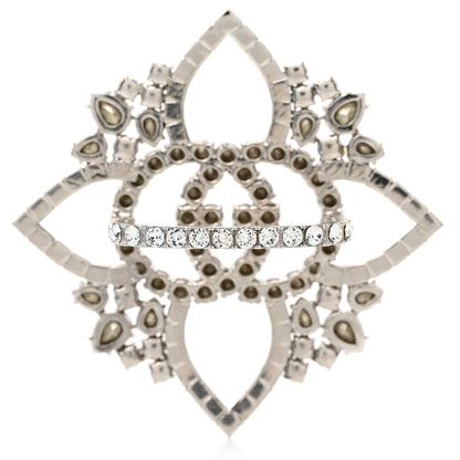 Gucci Metal Crystal Interlocking G Flower Ring M Silver 3 of 6