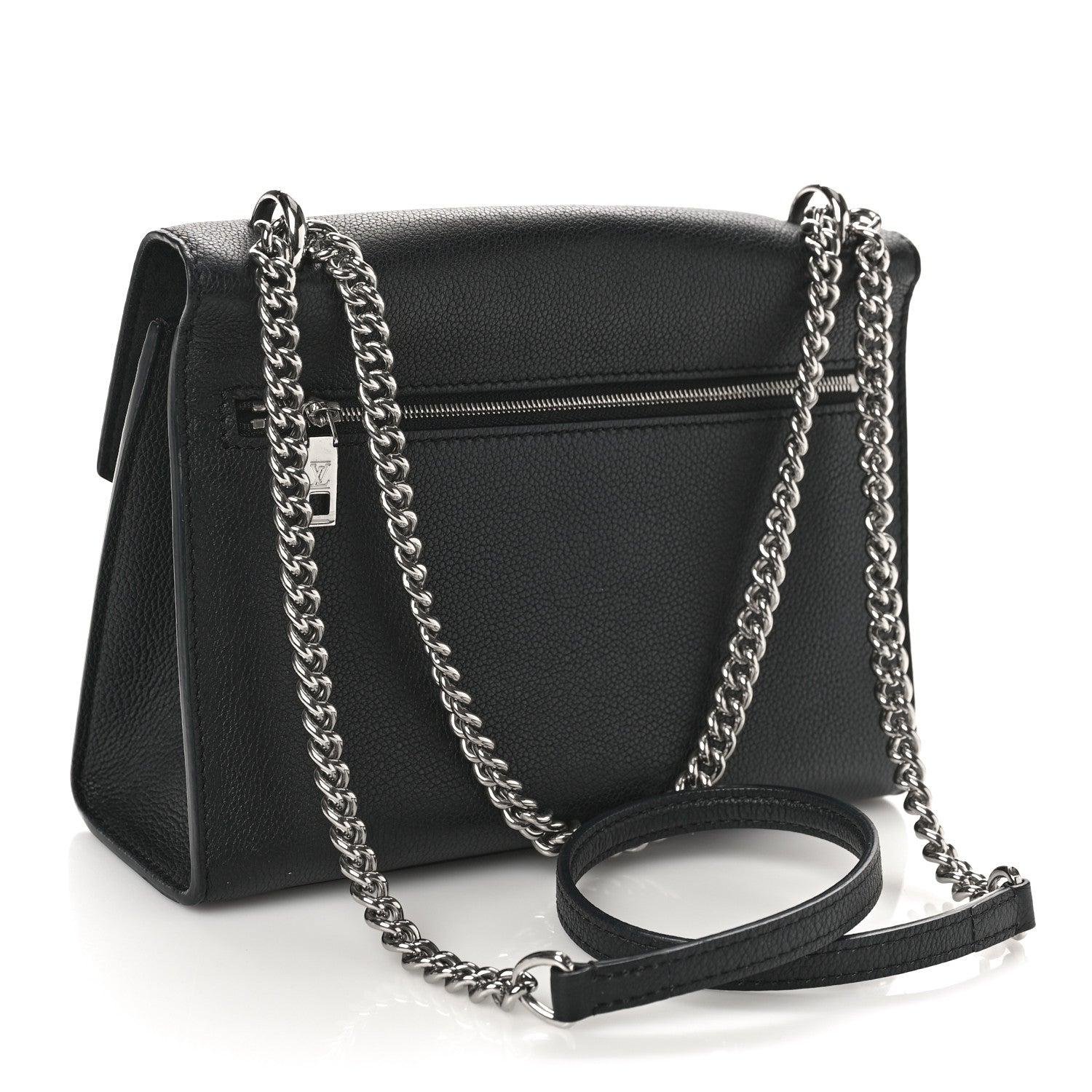 Louis Vuitton Soft Calfskin Mylockme Chain Bag BB Black 2 of 8