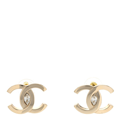 Chanel Crystal CC Large Stud Earrings Gold 1 of 4