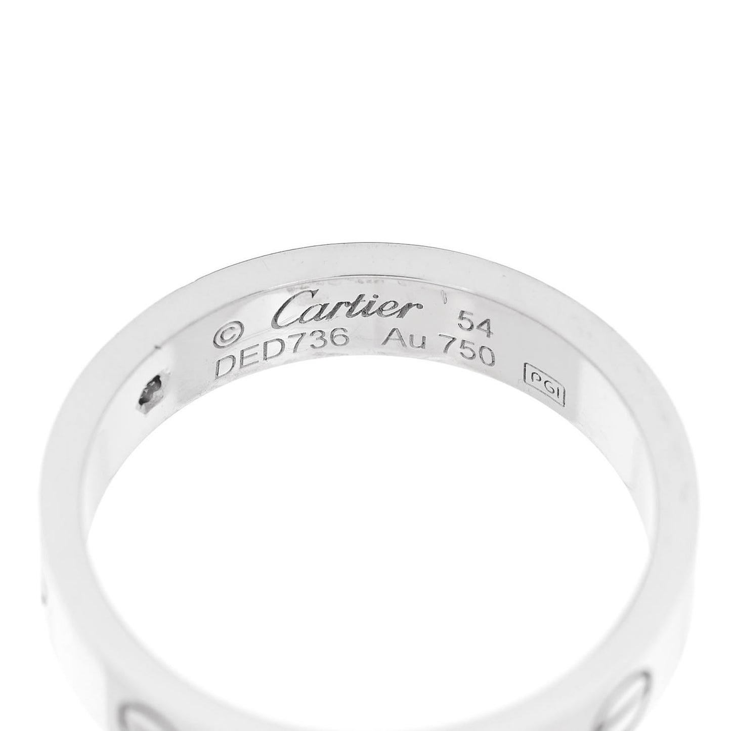 18K White Gold Diamond 4mm LOVE Wedding Band Ring 54 6.75