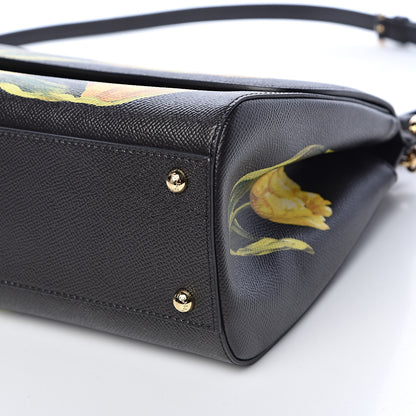 Dolce & Gabbana Dauphine Tulip Print Medium Miss Sicily Satchel Black 9 of 9