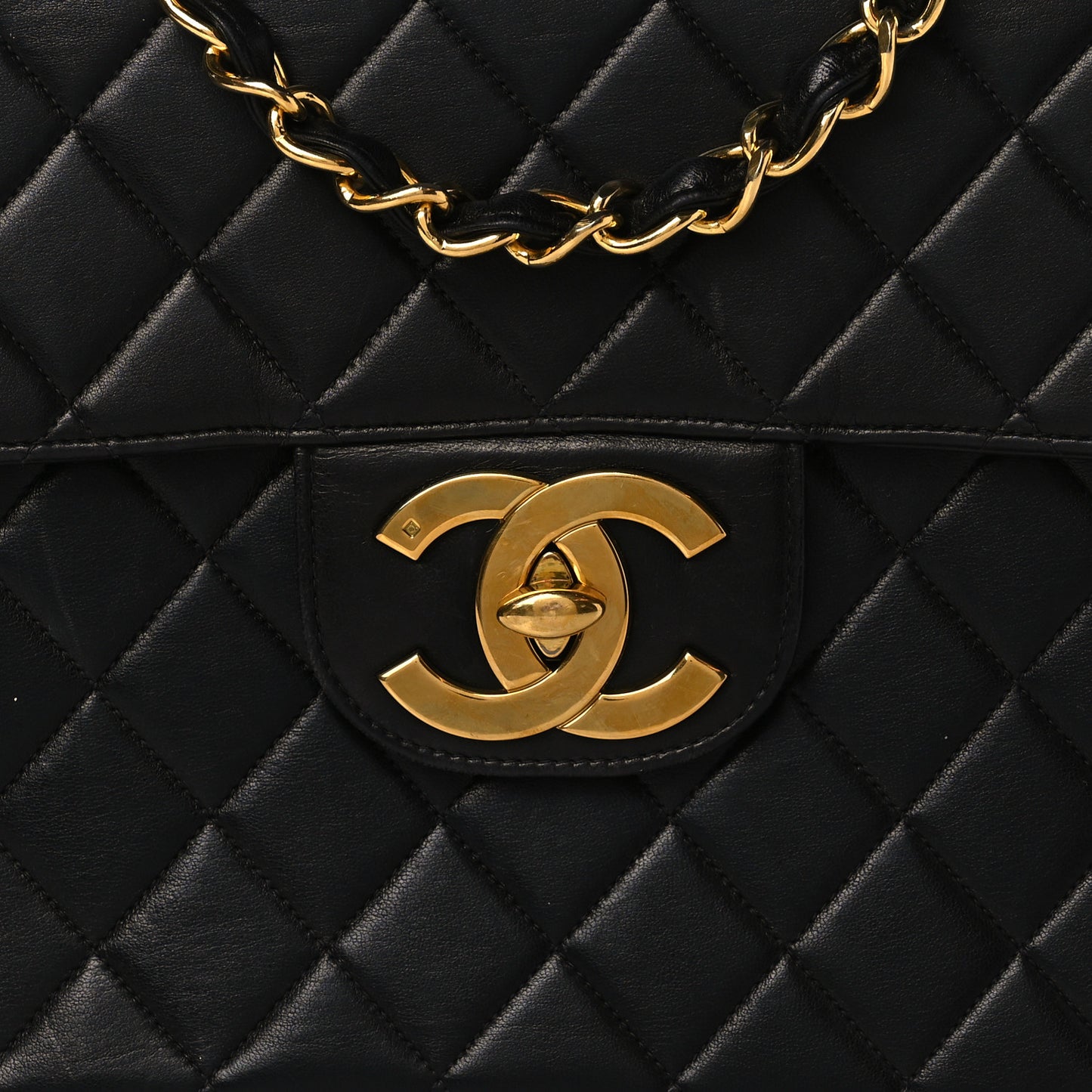 Lambskin Quilted Jumbo Single Flap Black