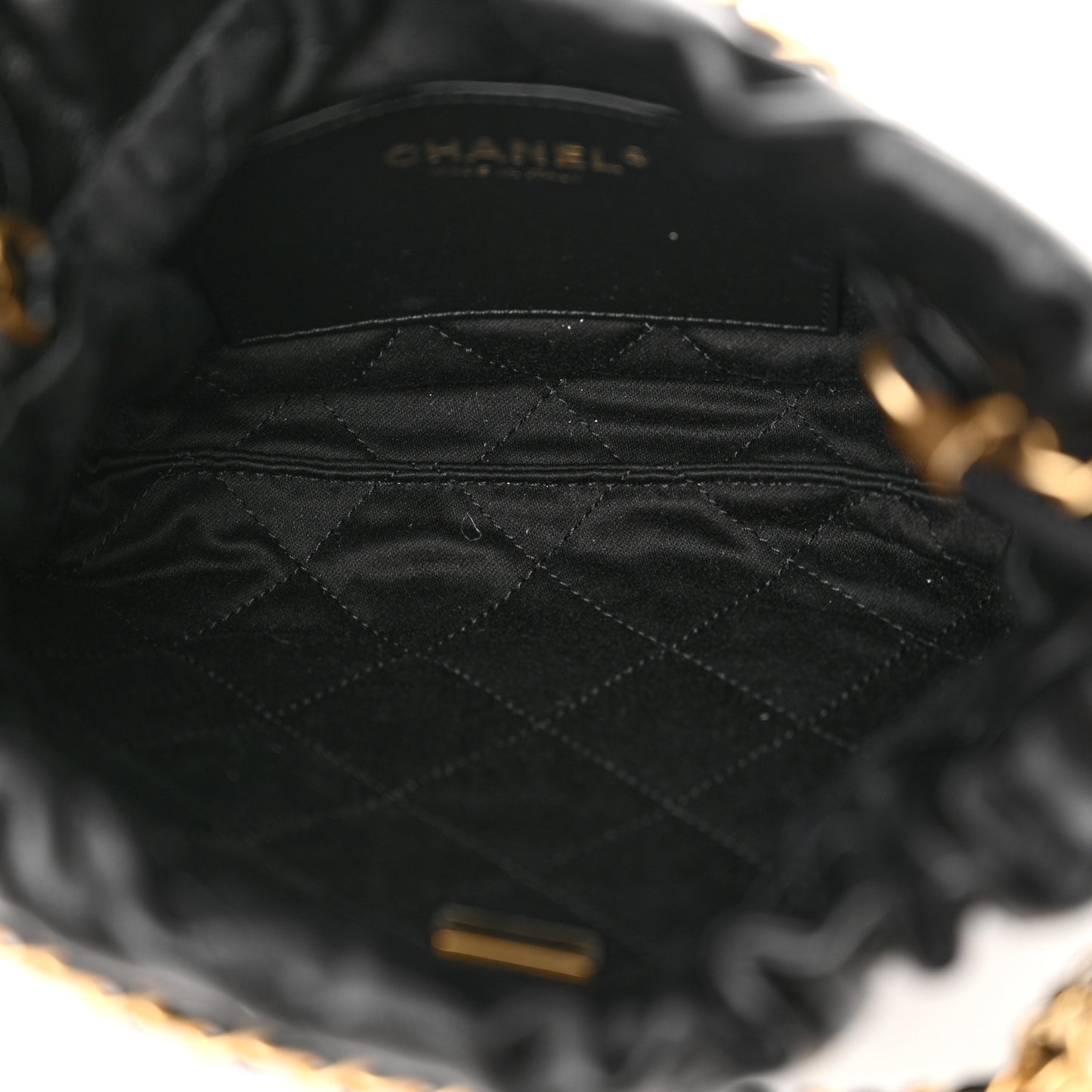 Shiny Calfskin Quilted Mini Chanel 22 Black