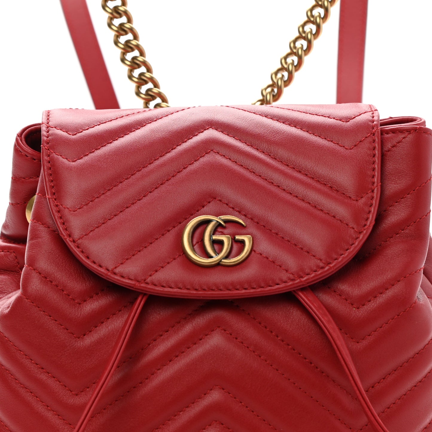 Calfskin Matelasse GG Marmont Flap Backpack Hibiscus Red