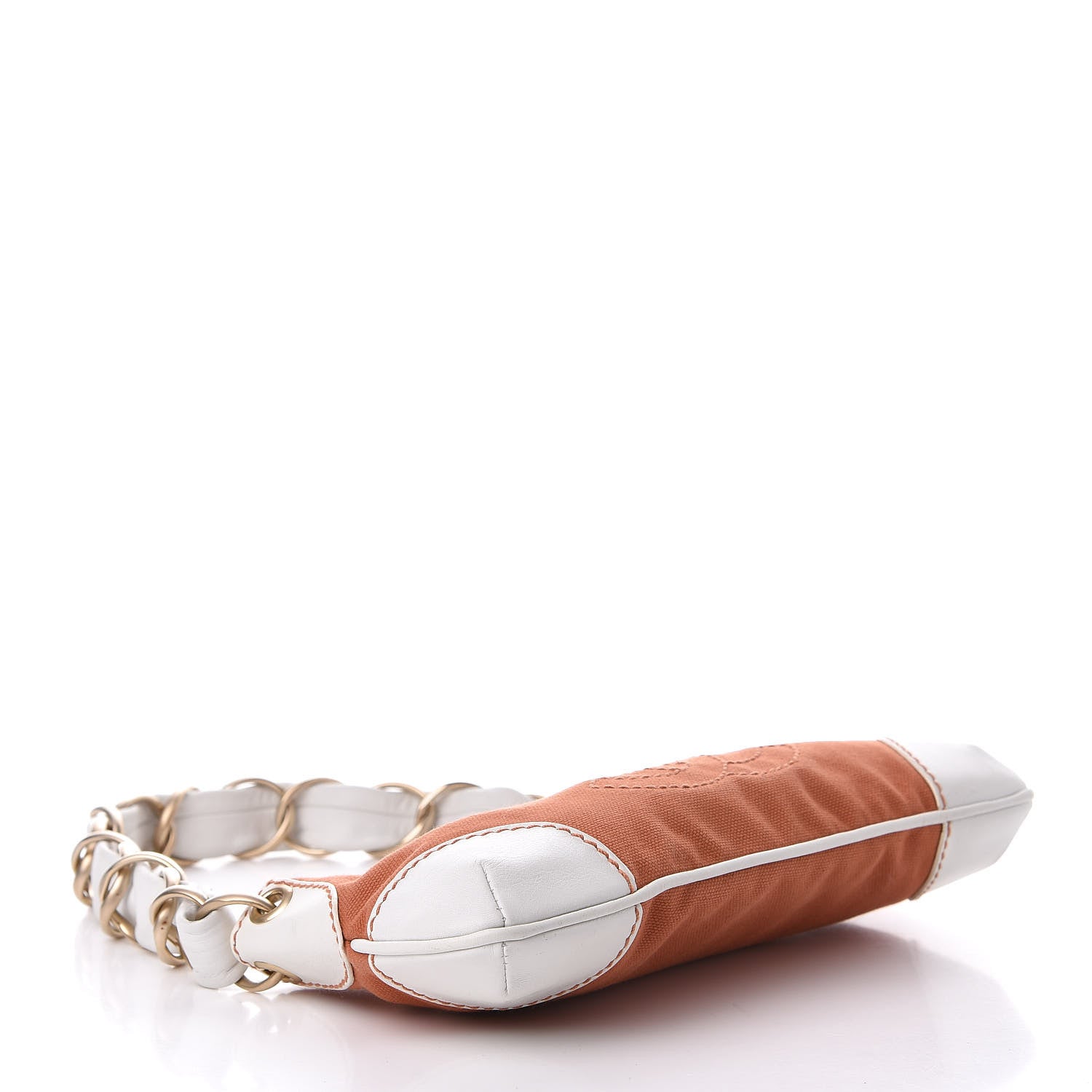Chanel Lambskin Canvas CC Olsen Chain Small Shoulder Bag White Orange 3 of 10
