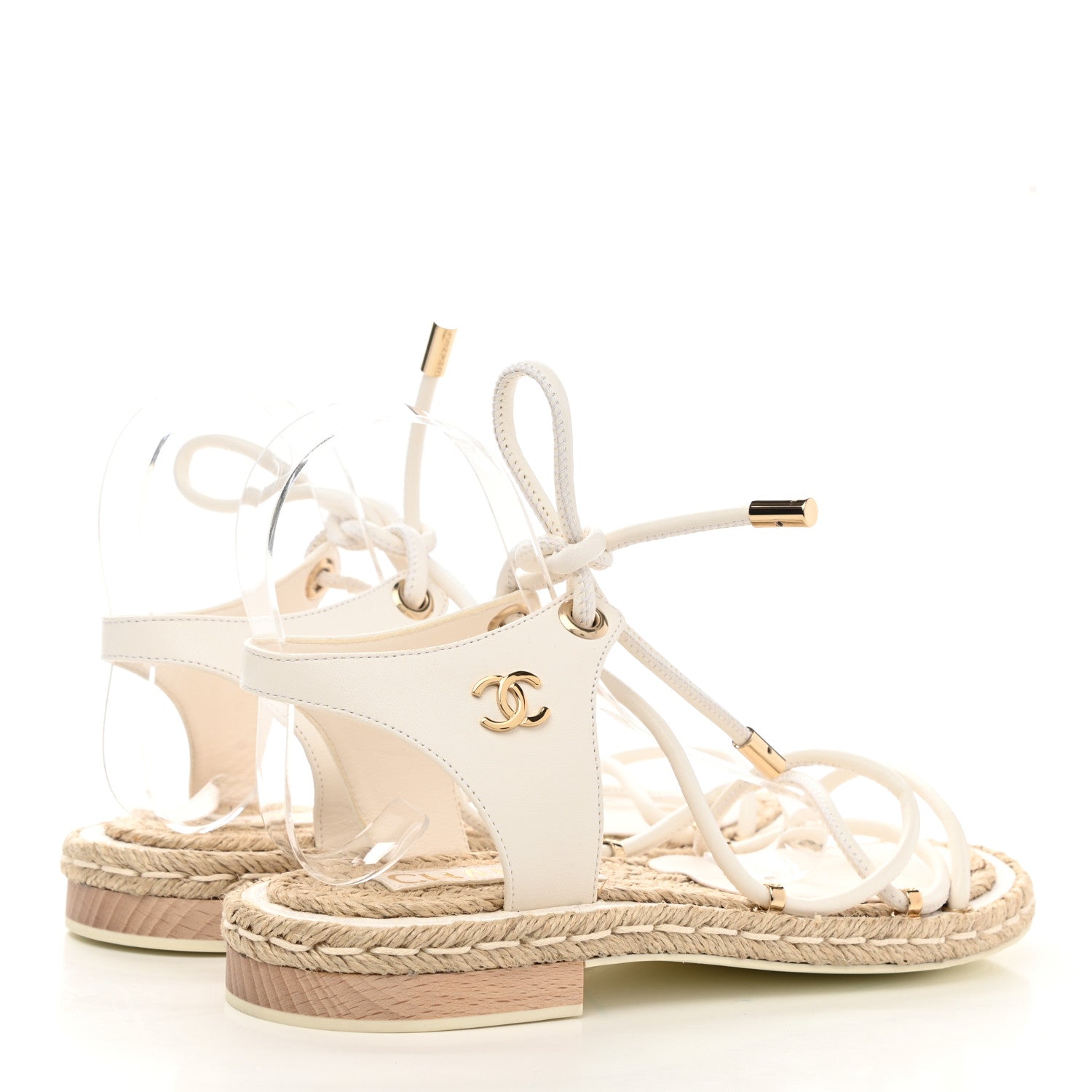 Chanel Calfskin Espadrille Sandals 36 White 4 of 9