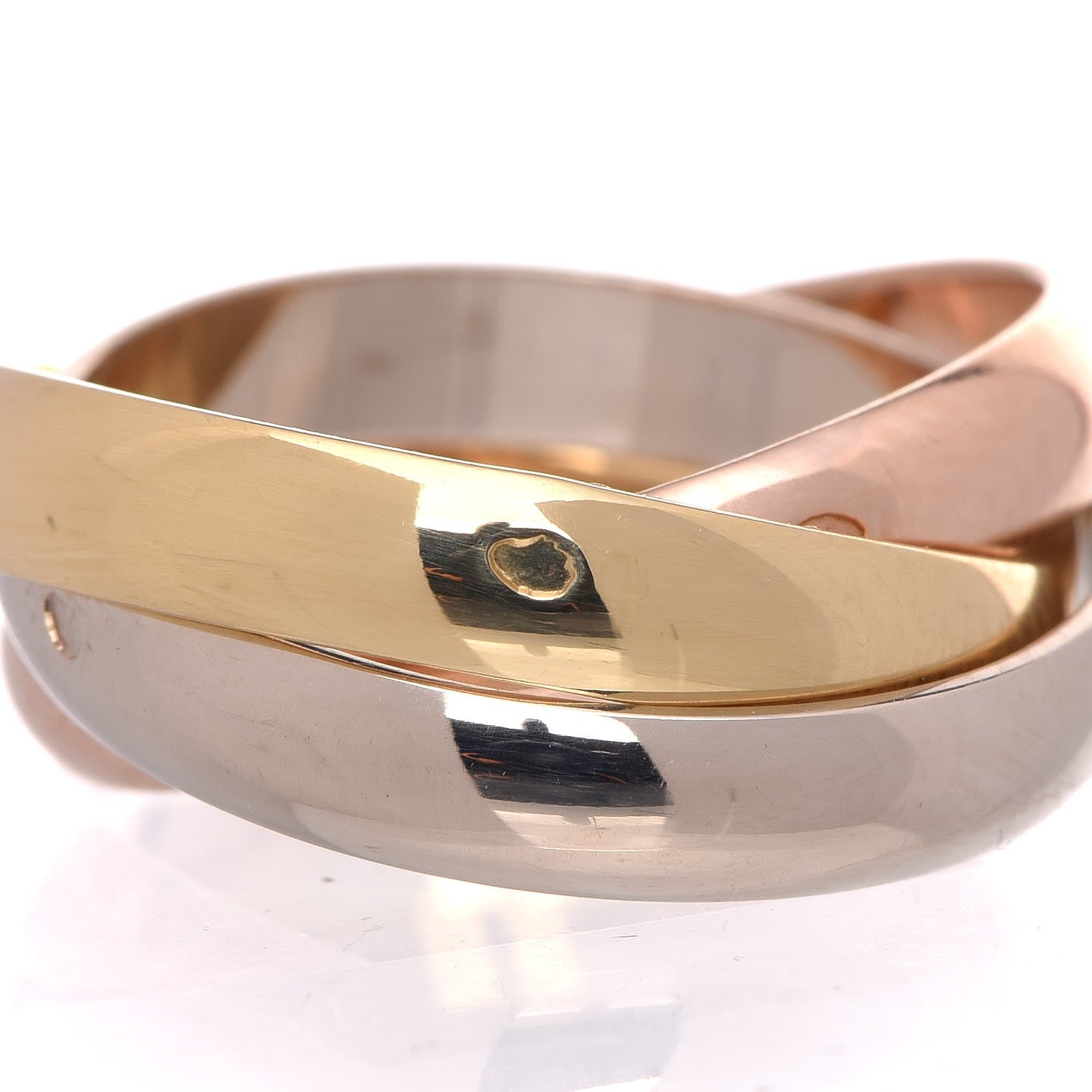 Cartier 18K Pink Yellow White Gold Classic Les Must De Trinity Ring 51 5.75 6 of 8