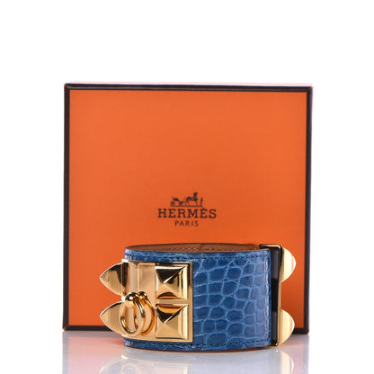 Hermes Shiny Alligator Collier De Chien CDC Bracelet S Bleu Izmir 7 of 7