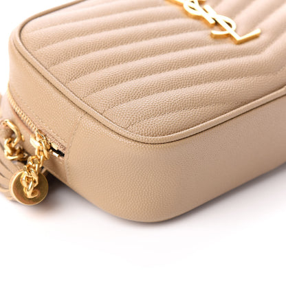 Saint Laurent Grain De Poudre Matelasse Monogram Mini Lou Camera Bag Dark Latte 8 of 9