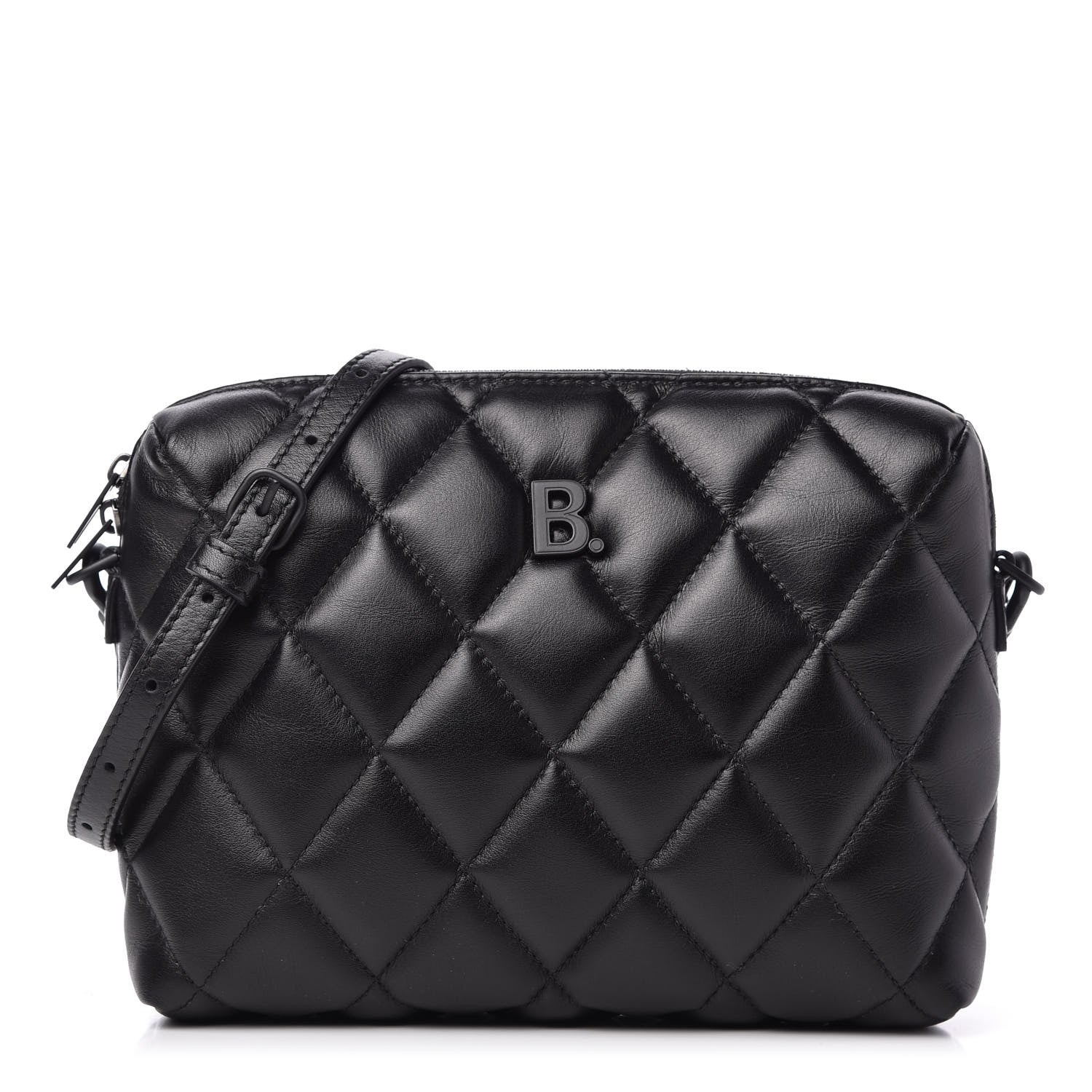 Balenciaga Nappa Calfskin Quilted Touch B Camera Shoulder Bag Black 1 of 10