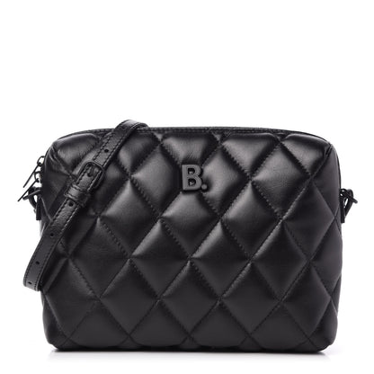 Balenciaga Nappa Calfskin Quilted Touch B Camera Shoulder Bag Black 1 of 10