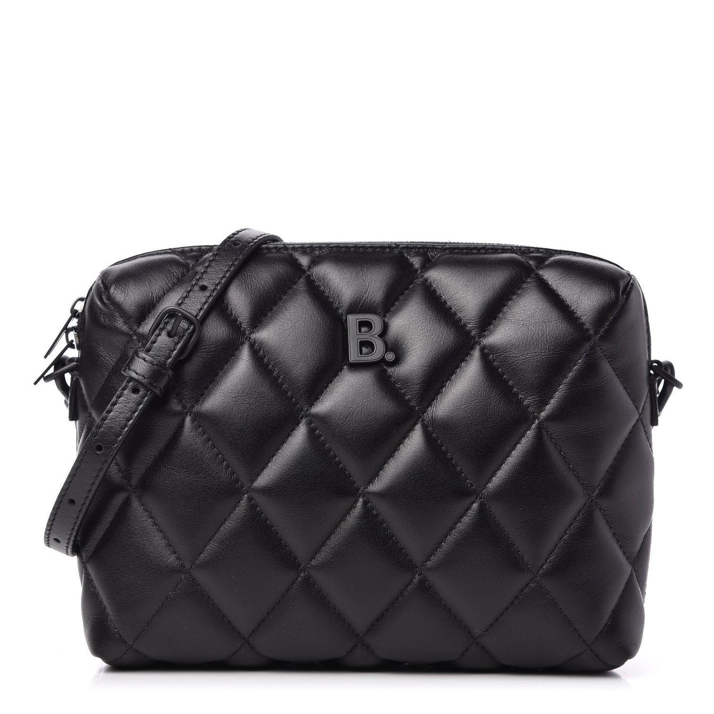 Nappa Calfskin Quilted Touch B Camera Shoulder Bag Black