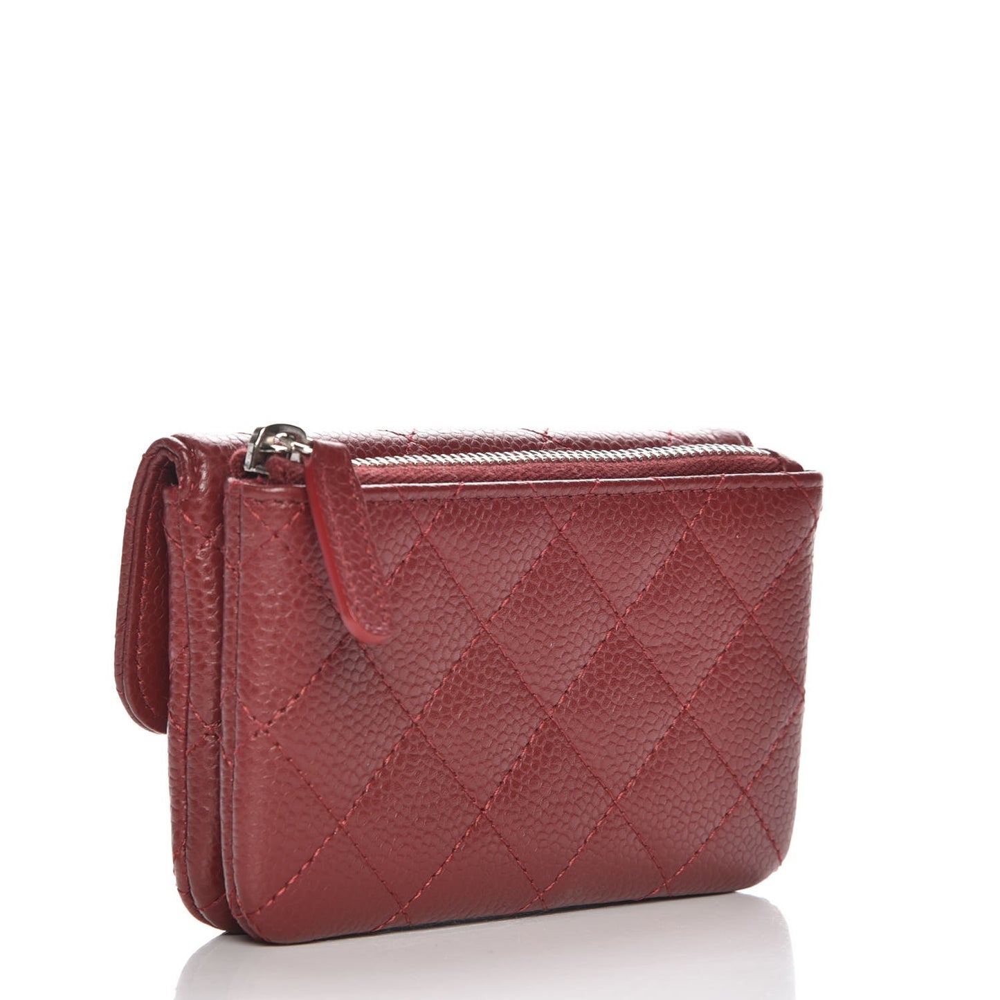 Caviar Quilted Coin Purse Dark Red