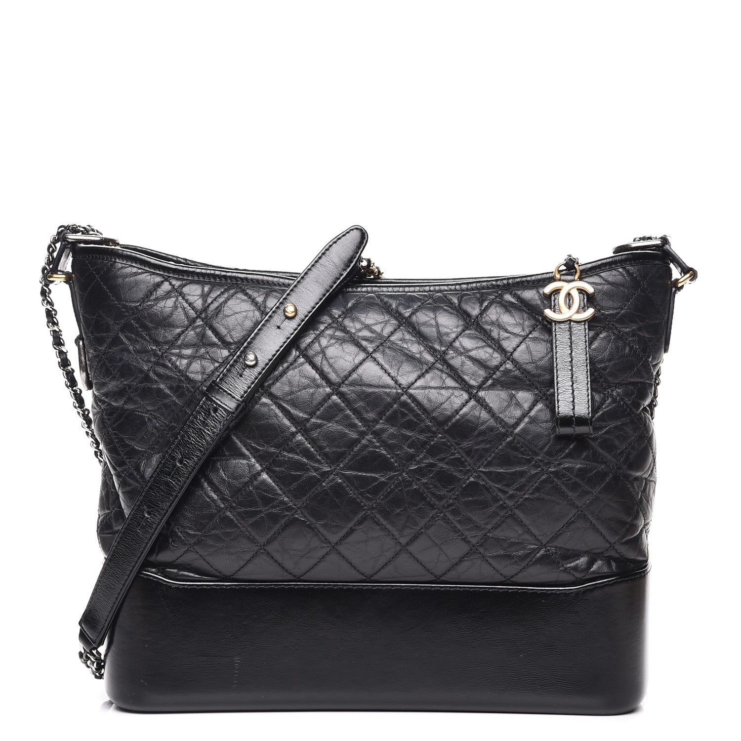 Chanel Aged Calfskin Quilted Large Gabrielle Hobo Black 1 of 8