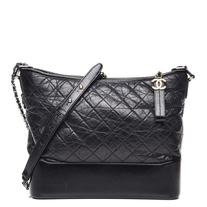 Chanel Aged Calfskin Quilted Large Gabrielle Hobo Black 1 of 8