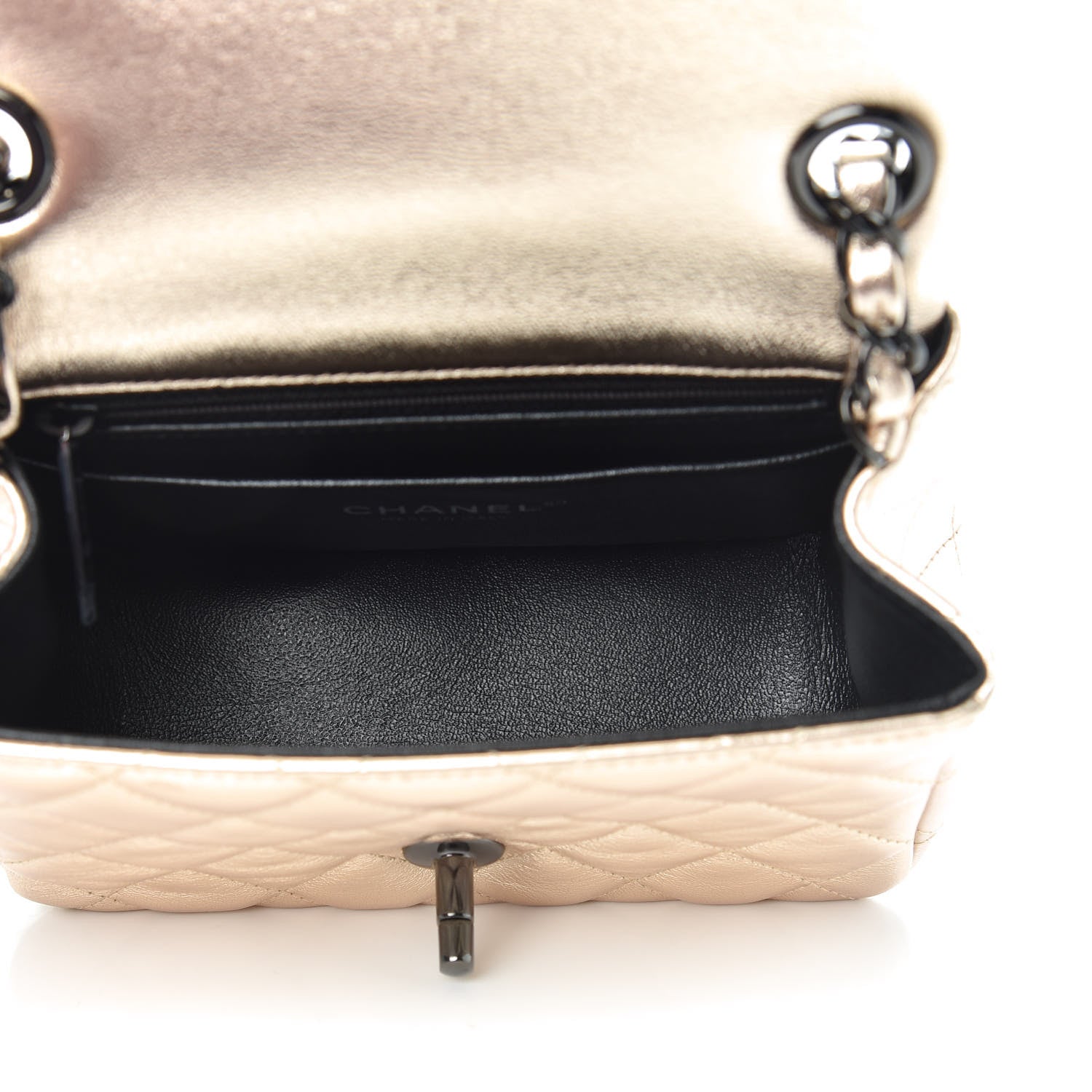 Chanel Metallic Lambskin Quilted Mini Square Flap Gold Black 5 of 10