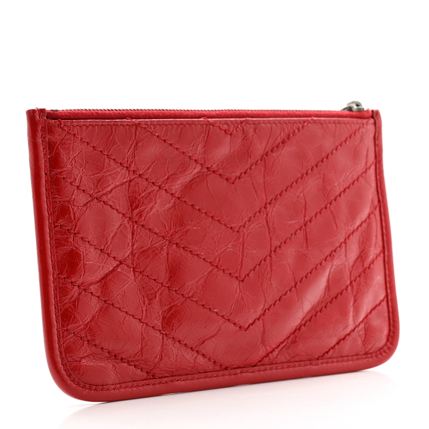 Saint Laurent Crinkled Calfskin Matelasse Niki Bill Pouch Red 3 of 9