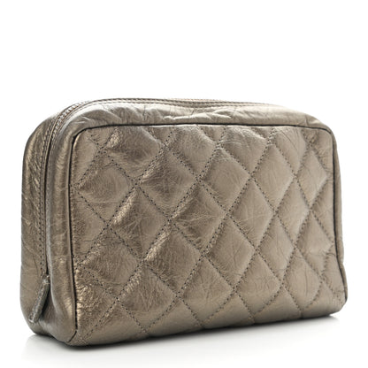 Chanel Aged Metallic Calfskin Quilted Cambon Cosmetic Case Bronze 3 of 7