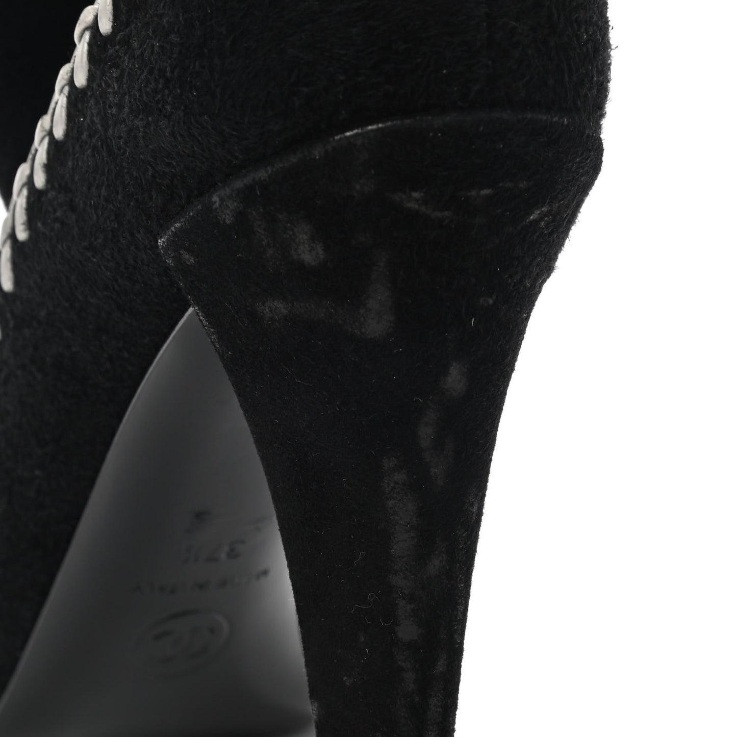 Suede Lambskin Short Boots 37.5 Black White