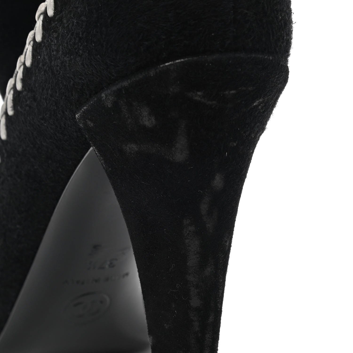 Chanel Suede Lambskin Short Boots 37.5 Black White 10 of 10